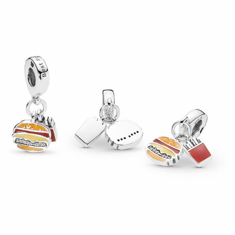 Pandora Burger & Fries Dangle Charm Silver Egypt SH5098246